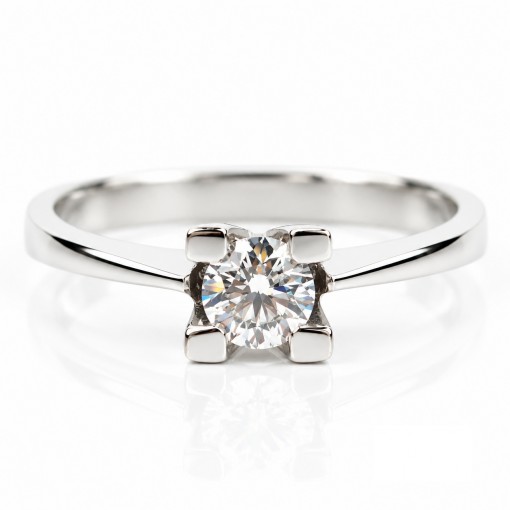 Класически Диамантен Годежен Пръстен 18K Бяло Злато Bloom Jewellery